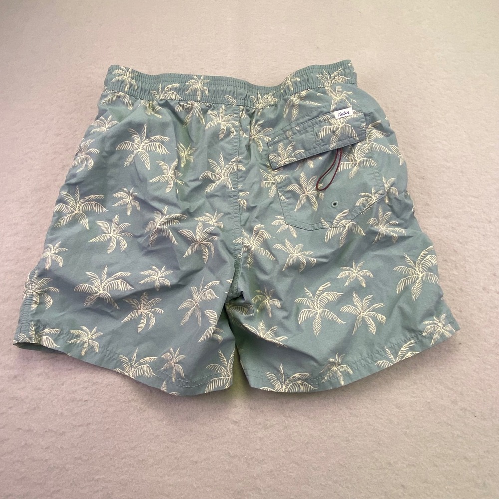Katin Swim Trunks Men's Small Blue Palm Tree Elastic Waist Drawstring Shorts - Picture 2 of 11